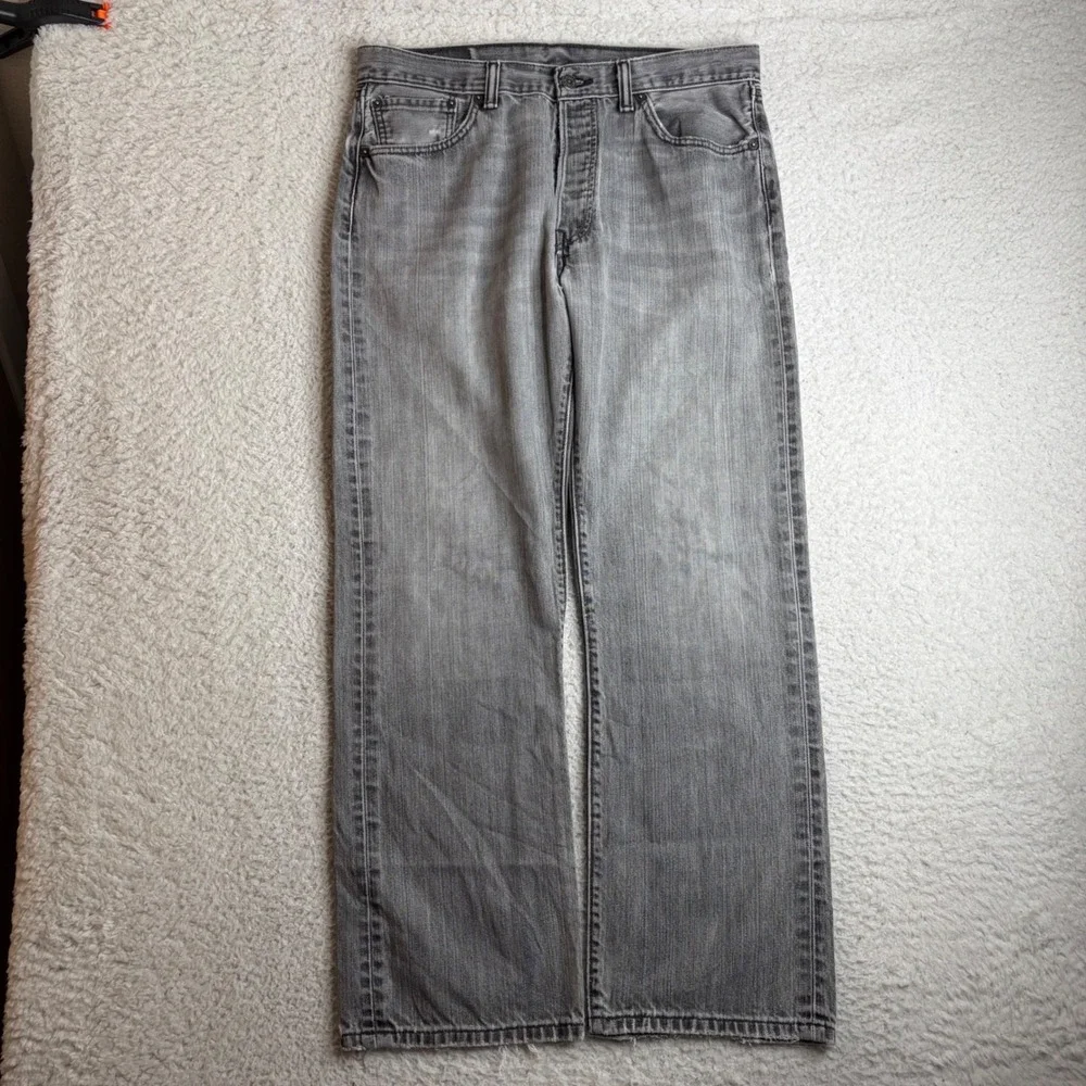Y2K Levis 501xx Original Fit Grey Jeans Mens 34x30 Straight Leg Button Fly FADE